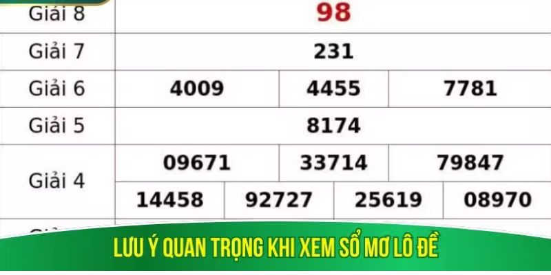 Lưu ý quan trọng khi xem sổ mơ lô đề