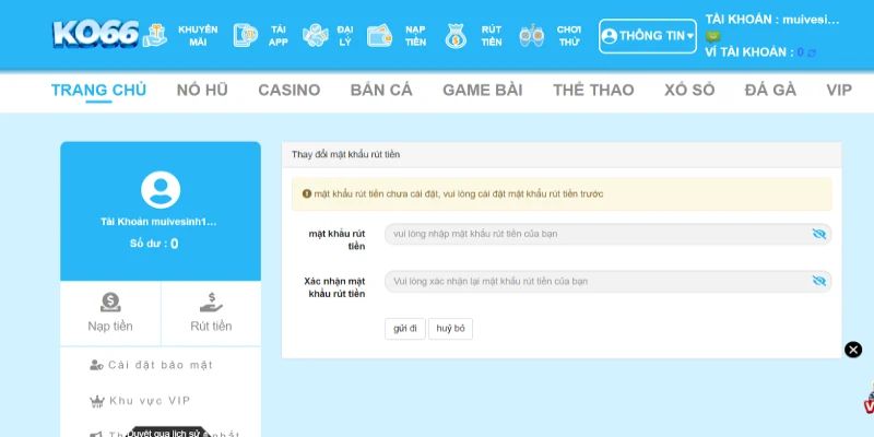 Hướng dẫn rút tiền Ko66 chi tiết nhất